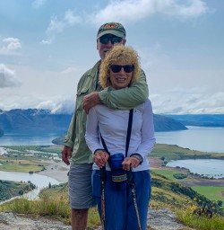 Couple hiking Rocky Mountain track