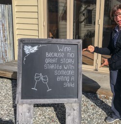 Funny quote at Kinross wineyard winery, Gibbston Otago New Zealand