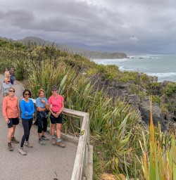 Group at Punakaiki pancake rocks, West Coast New Zealand