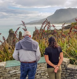 Guests at Punakaiki pancake rocks, West Coast New Zealand