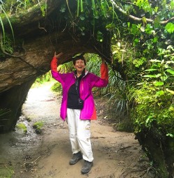 Helen Showing off Some Strength While Hiking the Paparoa National Park