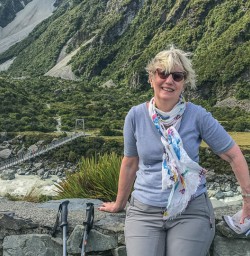 Lady at Hooker Valley Track Bridge, Canterbury New Zealand