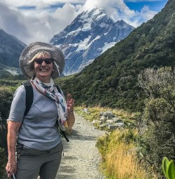 Lady at Hooker Valley Track Bridge, Canterbury New Zealand