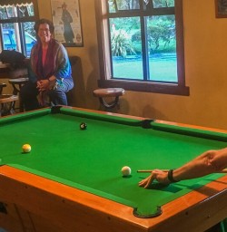 Playing pool at Punakaiki, West Coast New Zealand