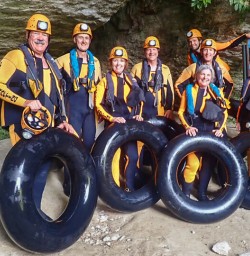 Rafting group at Nile river, West Coast New Zealand