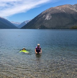 Swimming at Lake Rotoiti, Tasman New Zealand