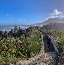 Walking at Punakaiki pancake rocks, West Coast New Zealand