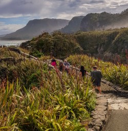Walking at Punakaiki pancake rocks, West Coast New Zealand