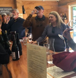 Wine tasting at Kinross wineyard winery, Otago New Zealand