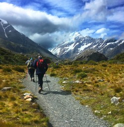 Walking the Hooker Valley track