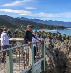 Couple at Punakaiki pancake rocks, West Coast New Zealand