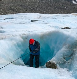 Exploring crevasse Tasman glacier