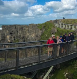 Group at Punakaiki Pancake Rocks and Blowholes, Porarari National Park West Coast New Zealand