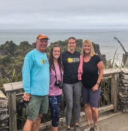 Group at Punakaiki pancake rocks, West Coast New Zealand