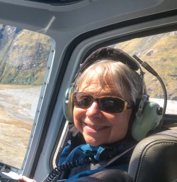 Guest in the helicopter at Aoraki Mount Cook National Park, Canterbury New Zealand