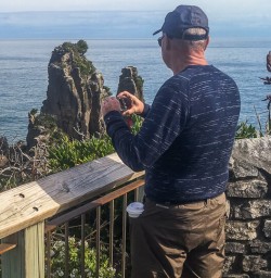 Guest at Punakaiki Pancake rocks and blowholes, West Coast New Zealand