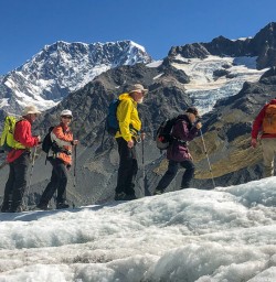 Happy group at Tasman Glacier, Canterbury New Zealand