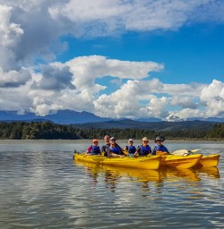 Kayak group at Okarito Lagoon, West Coast New Zealand