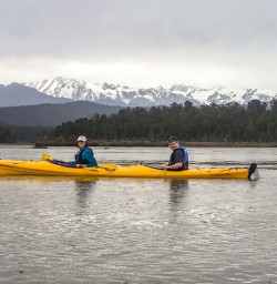 Kayak tour at Okarito Lagoon, West Coast New Zealand