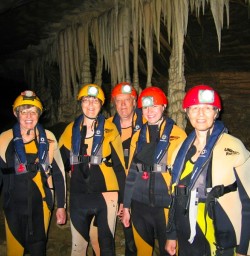 Suited and booted and about to check out some glow worms