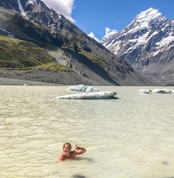 Swim in hooker lake, Canterbury New Zealand