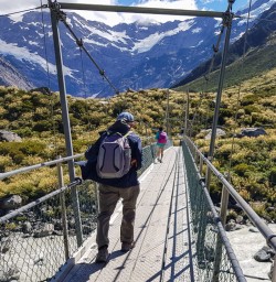 Swing bridge at Aoraki Mt Cook, Canterbury New Zealand