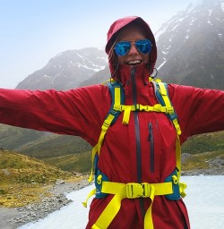 Hiker at Tasman Glacier