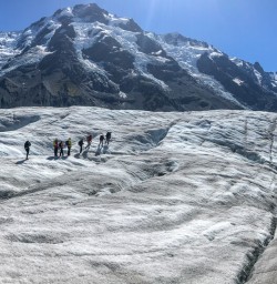 Walking at Tasman Glacier, Canterbury New Zealand