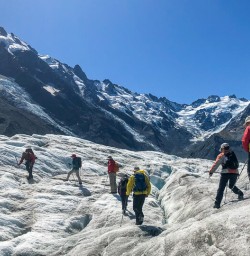 Walking at Tasman Glacier, Canterbury New Zealand