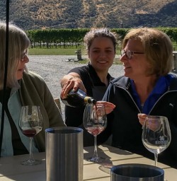 Wine tasting at Kinross wineyard winery, Otago New Zealand