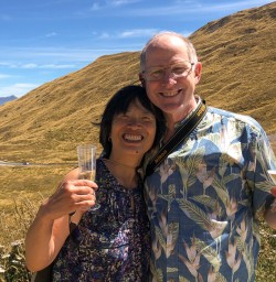 Couple at Crown Range Scenic Lookout, Otago New Zealand