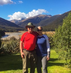 Couple at Makarora river, Mount Aspiring National Park, Otago New Zealand