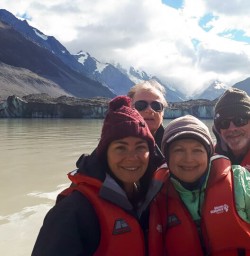 Group at Tasman Lake, Canterbury New Zealand