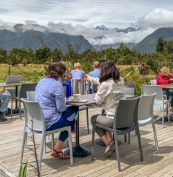 Outdoor lunch at Guest Matheson cafe, West Coast New Zealand