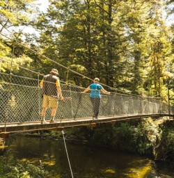 14 Judith and Graham on swing bridge Kepler Track