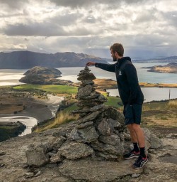 Cairn above Lake Wanaka, Otago New Zealand