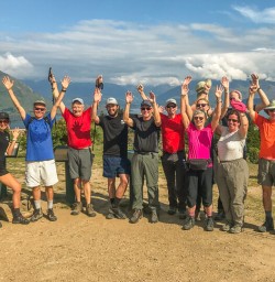 Happy group at Mt Iron Trail Lookout, Wanaka Otago New Zealand