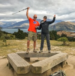 Happy couple at Iron Mountain Lookout, Otago New Zealand