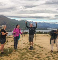 Happy group at Mt Iron Trail Lookout, Wanaka Otago New Zealand