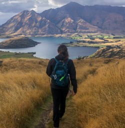 Walking above Lake Wanaka, Otago New Zealand