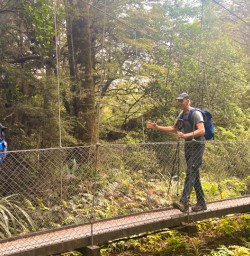 1. Guests crossing bridge on Kepler Track