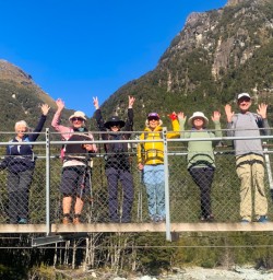 1. Guide and guests on bridge Routeburn