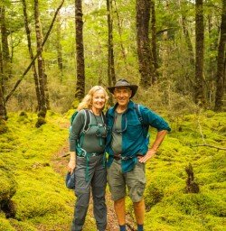 Happy couple in beech forest Kepler Track copy