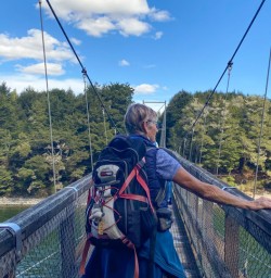 1. Solo guest crossing bridge on Kepler track