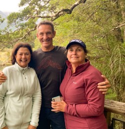 1. Three happy guests The Divide Fiordland