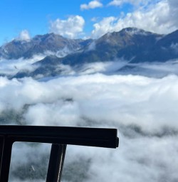 Helicopter flight to Luxmore Hut