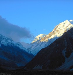 Aoraki/Mt Cook catching the last light of the day.
