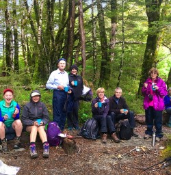 Time for a cookie and a cuppa at Forge flat on the Routeburn Track. Mt Aspiring National Park.