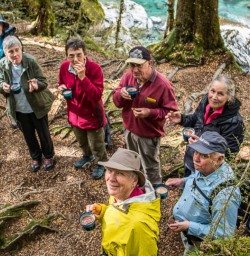 Chocolate break at Routeburn track, otago new zealand