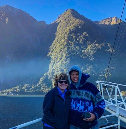 Couple enjoying Milford Sound sunset